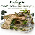 Furlivopets™ TidalPerch™ 5-in-1 Turtle Basking Pier – Aquarium Climbing Ramp, Feeding Platform, Hideaway & Waterfall Dock for Small Aquatic Turtles