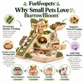 Furlivopets™ BurrowBloom™ 5-in-1 Small Pet Foraging Tower – Climbing, Nesting, Digging & Treat Enrichment Station for Hamsters, Gerbils & Mice