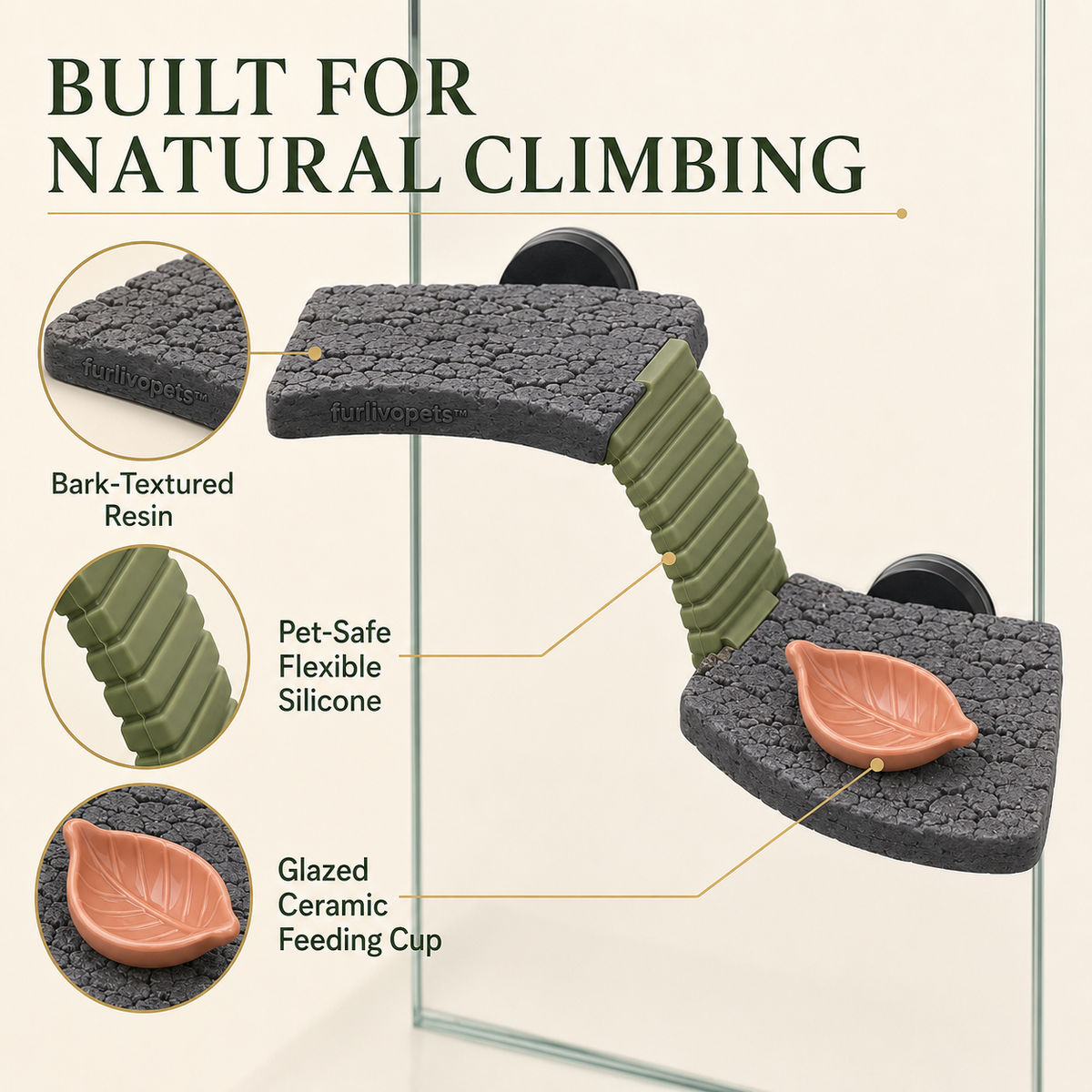 Furlivopets™ Canopy Trail Magnetic Reptile Climbing Ledge