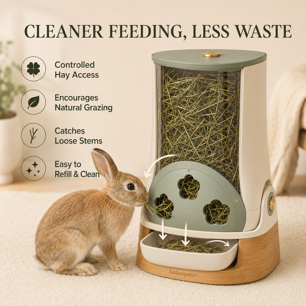 Furlivopets™ CloverFlow Smart Hay Feeder